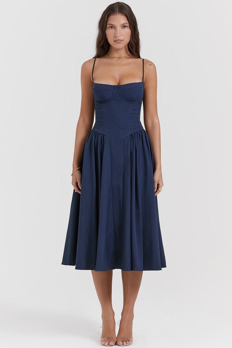 HOUSE OF CB 'Samaria' French Navy Corset Sundress
